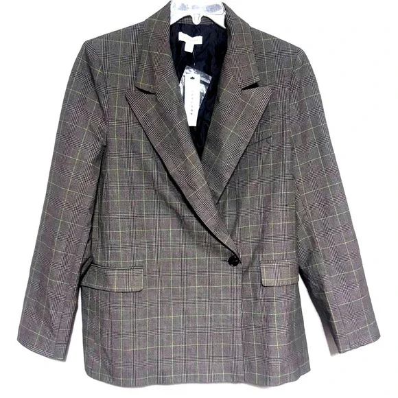 Topshop NWT Checked Blazer SZ 8 Brown Preppy Oversized Women's Plaid Jacket NWT - Picture 4 of 8